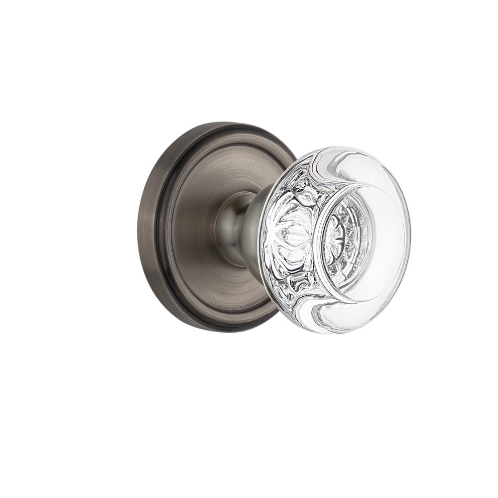 Grandeur by Nostalgic Warehouse GEOBOR Passage Knob - Georgetown with Bordeaux Crystal Knob in Antique Pewter